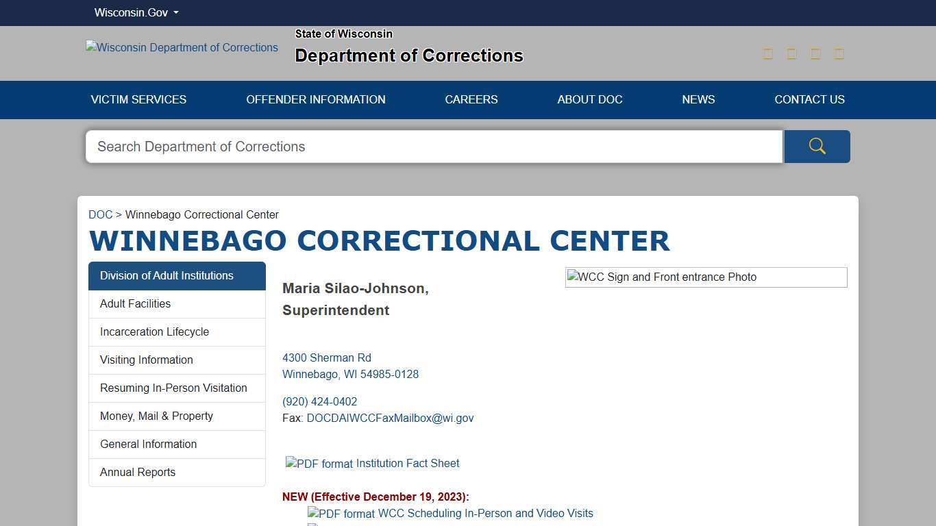 DOC Winnebago Correctional Center
